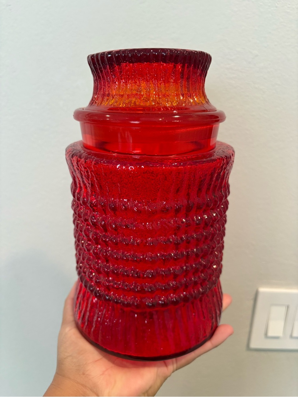 Vintage L.E. Smith Amberina Haystack 9” Canister UV Light Reactive Uranium - Picture 4 of 16